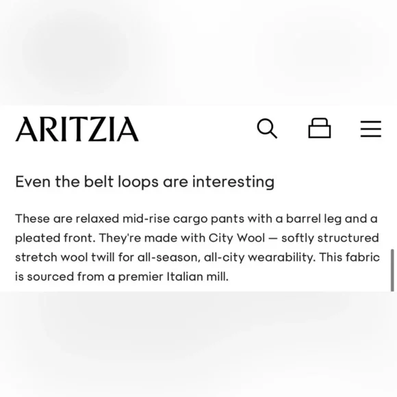 Aritzia Babaton Rojo Cargo Pant Black Size 6 Relaxed wool twill cargo pants - Picture 10 of 14